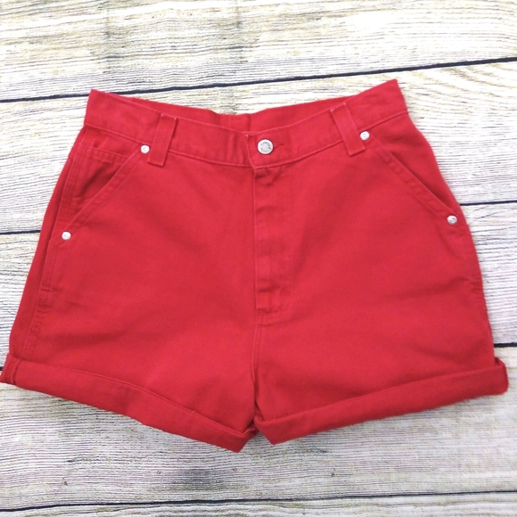 Lee Pants - Vintage High Waisted Lee Riveted Red Denim Shorts